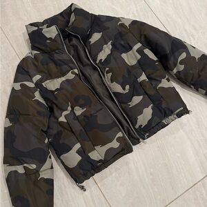 Cropped Camo Puffer Jacket